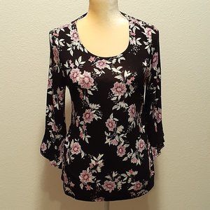 Croft & Barrow Petite XS Floral Lavender, grey, black Sweater Shirt Top